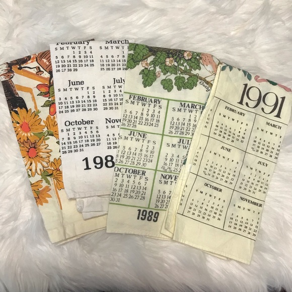 Vintage Calendar Household Linen Tea Towels